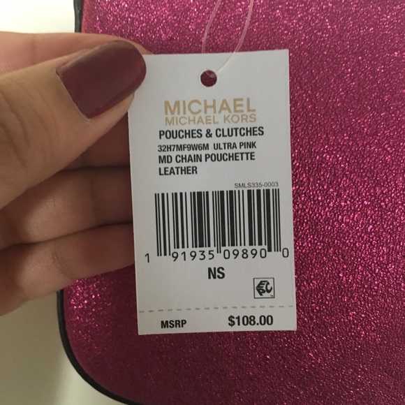 ✨ Brand New Michael Kors Glittery Pink Pouchette ✨ - Picture 2 of 4